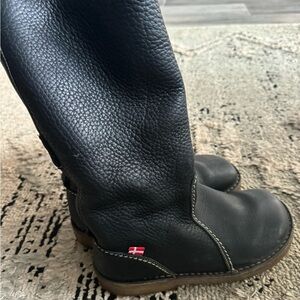 Duckfeet Silkeborg Leather Boots Black Wool Lined Mid Calf Sz 38